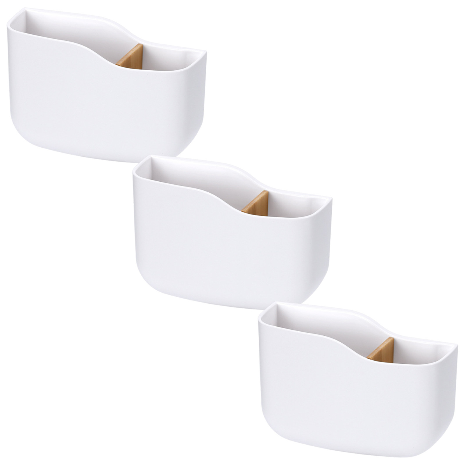 Food Storage Box Plastic - 3-delige afstandsbedieningshouder, wandmontage organizer, bamboe scheidingswand,