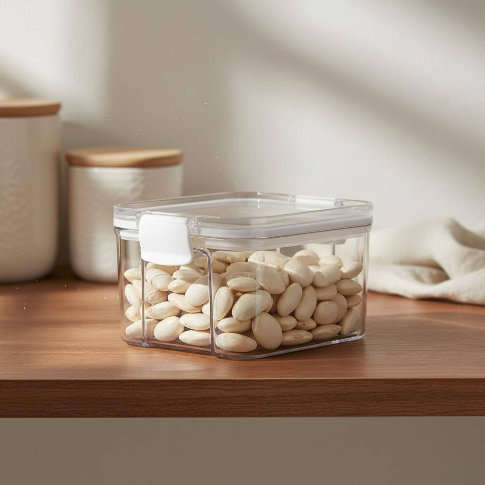 Food Storage Jars Plastic - Luchtdichte voedselbewaarcontainer, vochtbestendige, verzegelde graanopslagpot, transparante