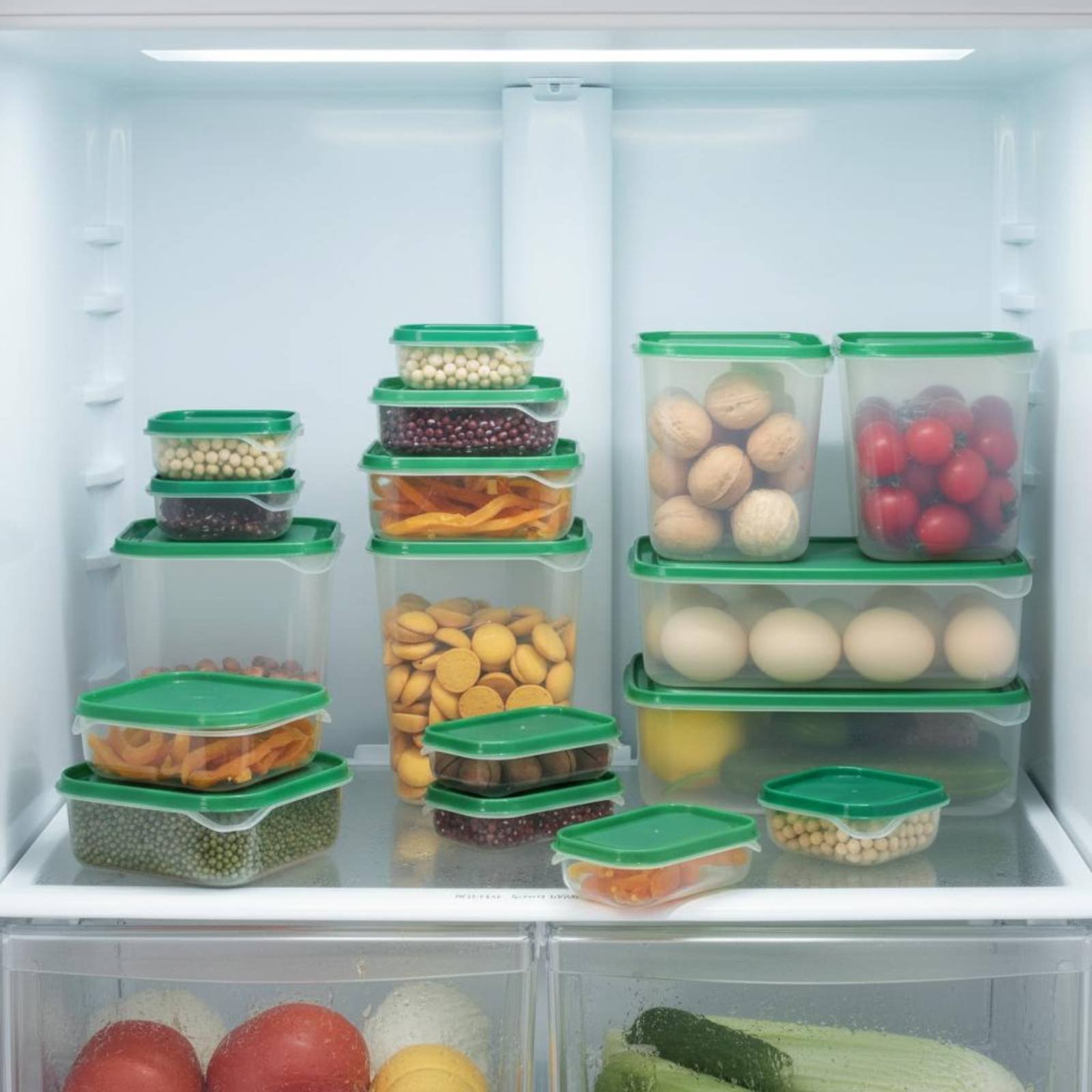 Food Storage Box Plastic - 17-delige koelkast opbergbox set, lekvrije plastic