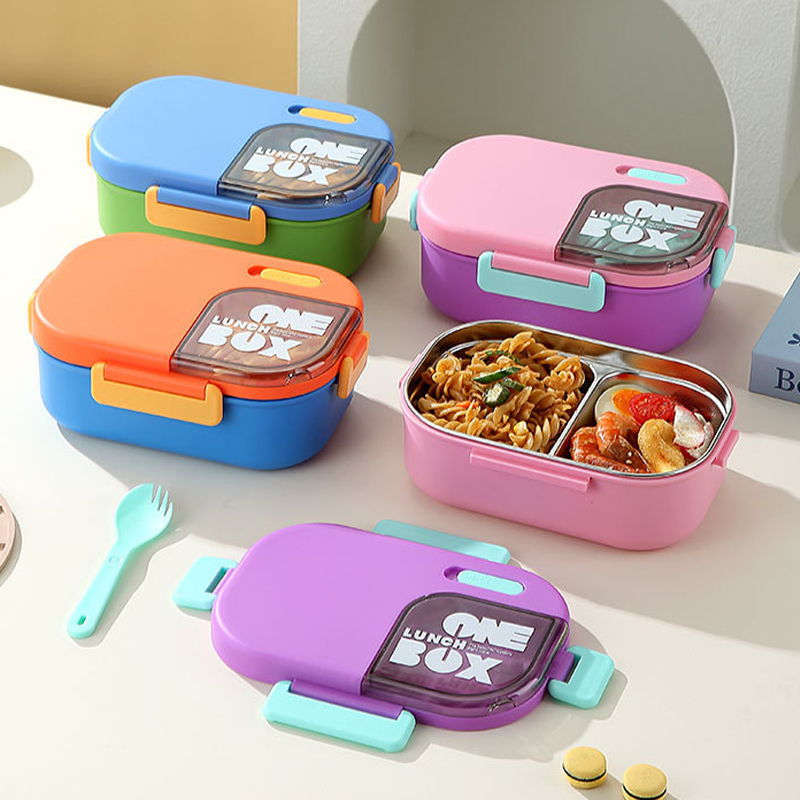 Food Storage Metal Box - 304 roestvrijstalen compartimentenbento-box, verdeelde lunchvoedselcontainer, draagbare