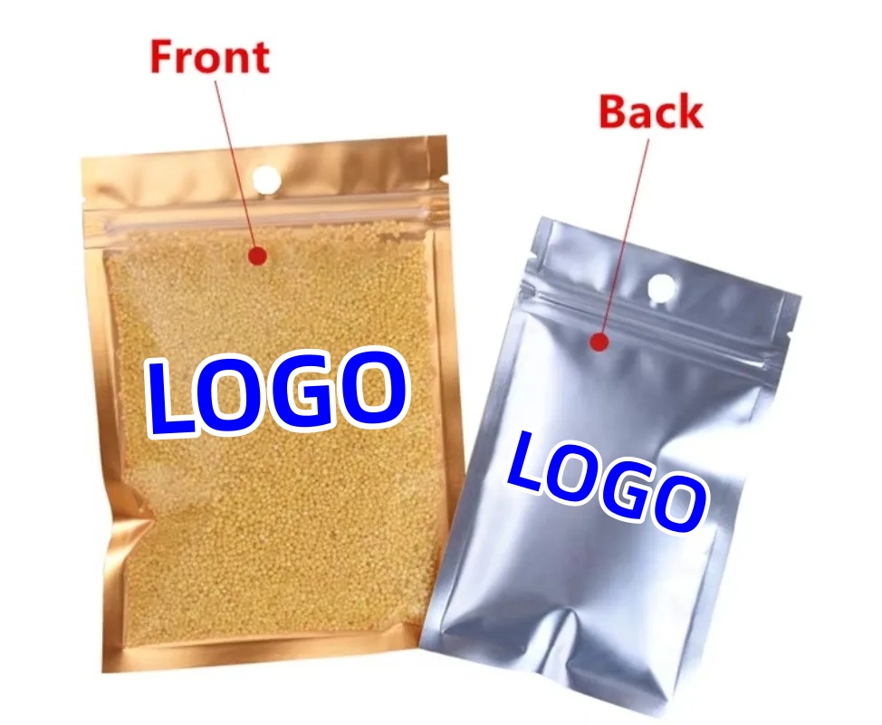 Food Storage Zip Lock Bags - 100 stuks één zijde doorzichtige goudfolie