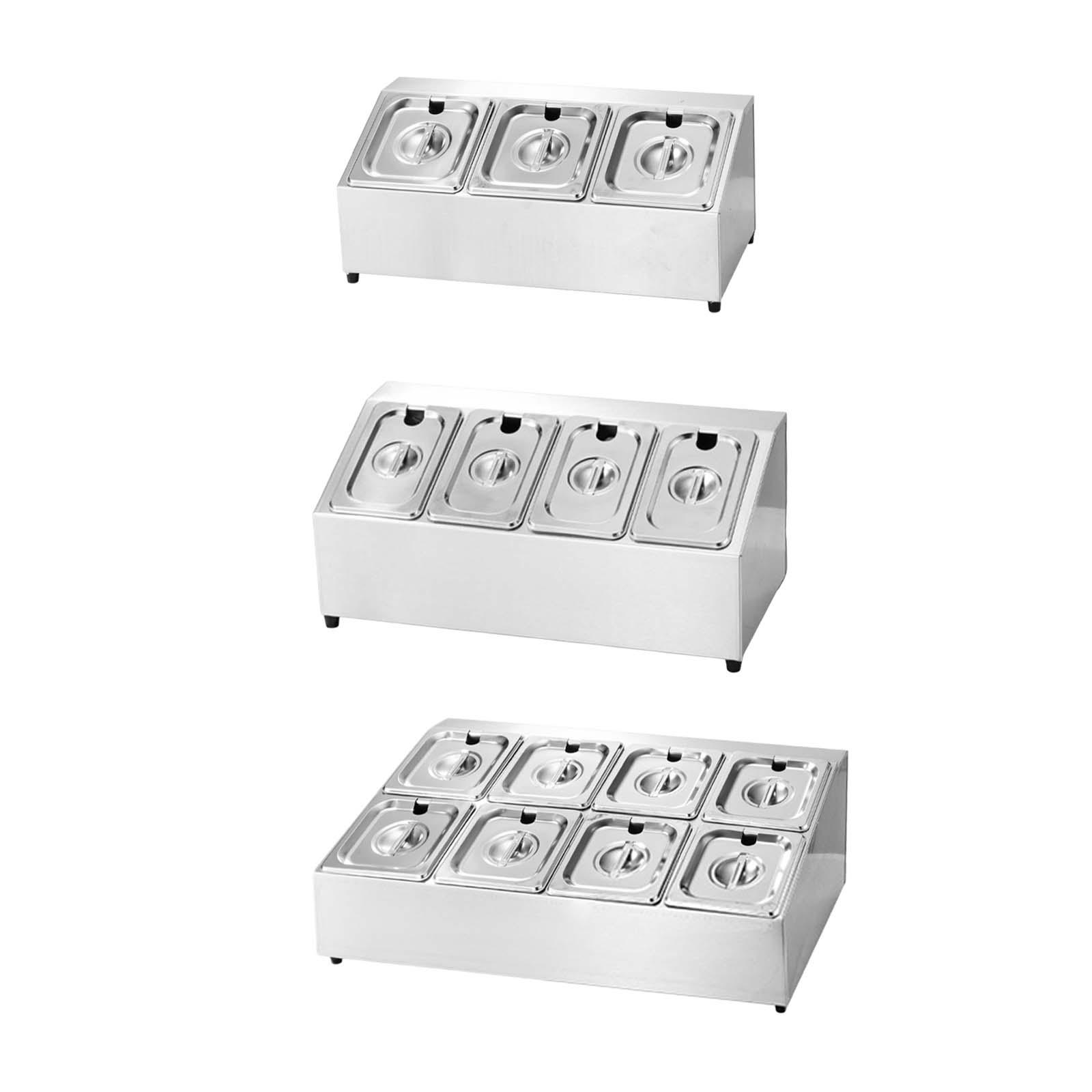 Food Storage Hot Box - Commerciële sausbak met deksel, 3 compartimenten,
