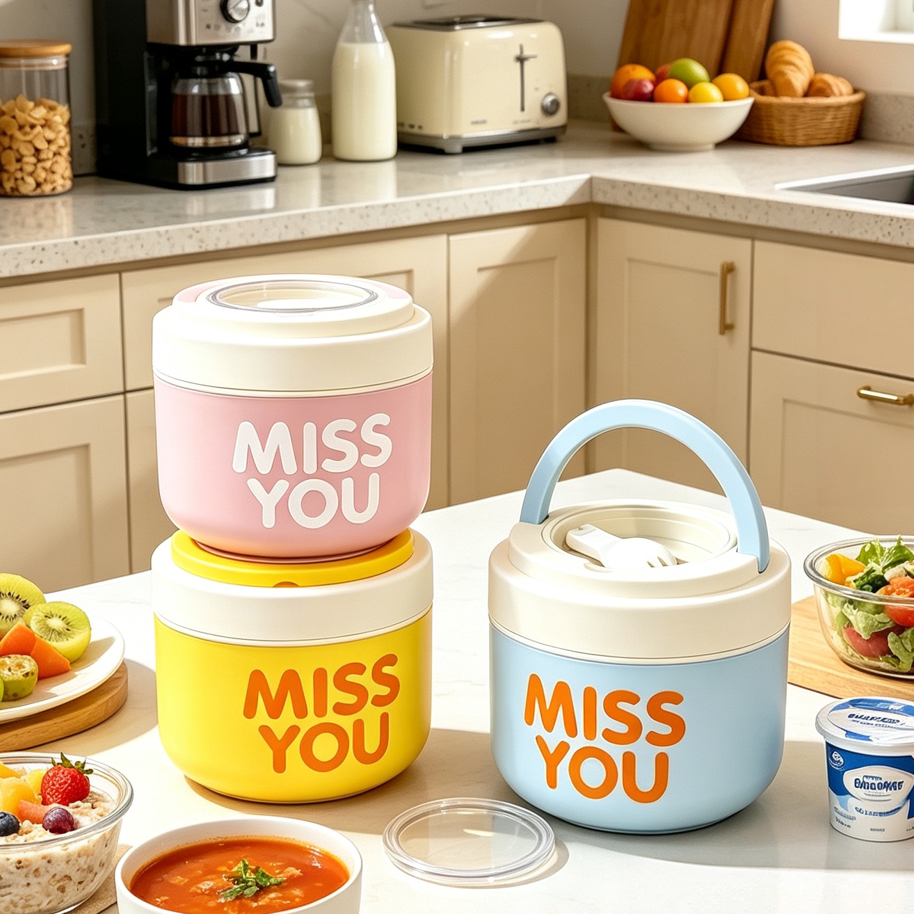 Food Storage Metal Box - 304 roestvrijstalen geïsoleerde ontbijtbeker, grote capaciteit