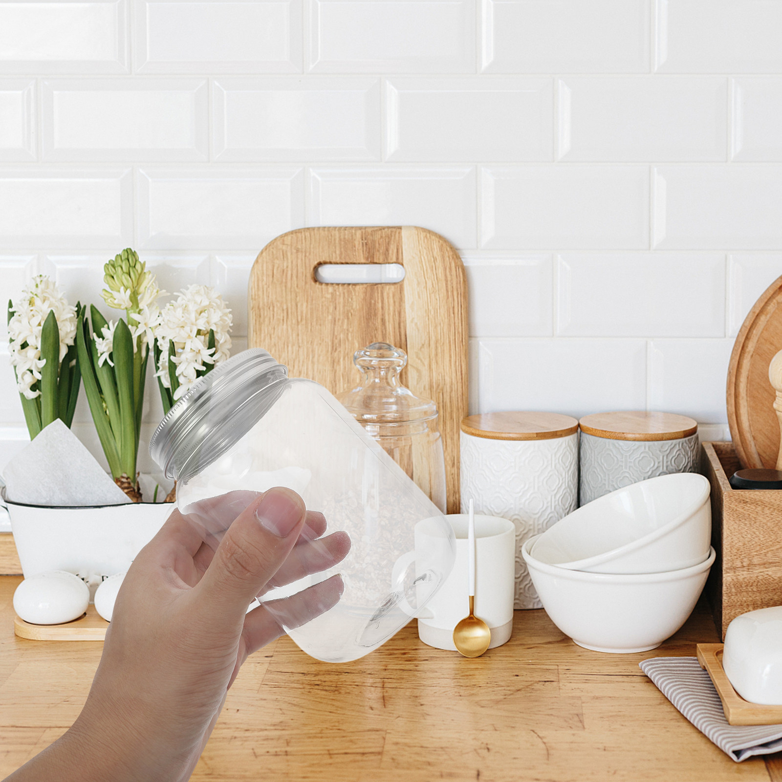 Food Storage Jars Plastic - Luchtdichte voorraadpotten met deksels, 4-delige set,