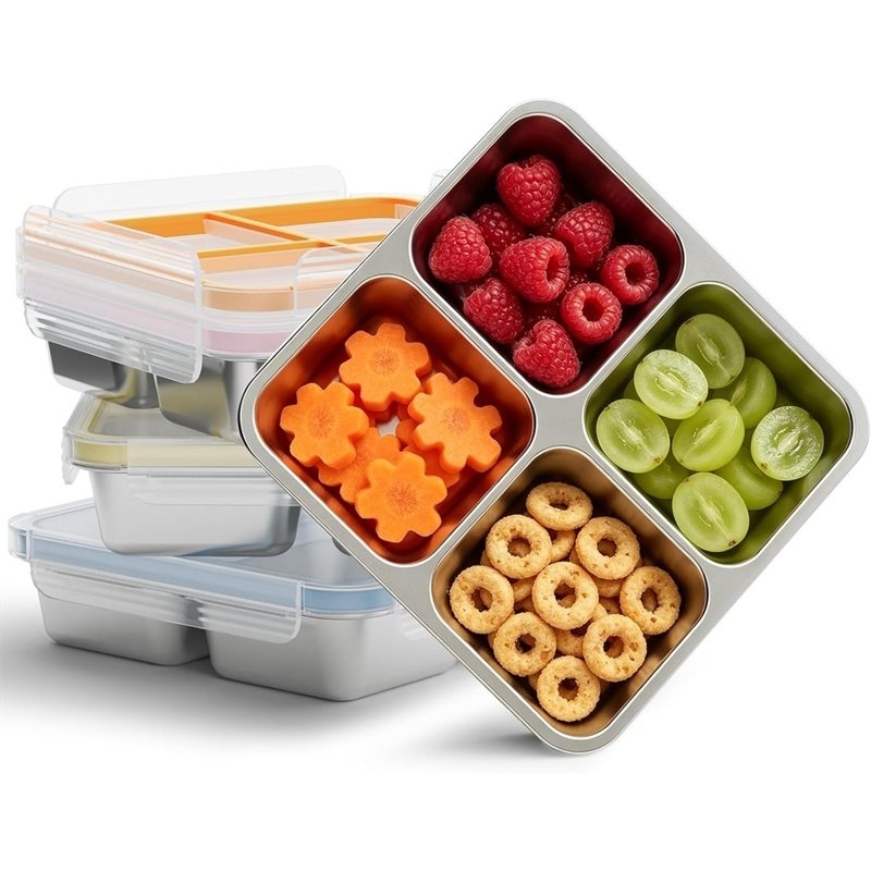Food Storage Metal Box - GIGI 4-pack roestvrijstalen snackcontainers, 4-delige metalen