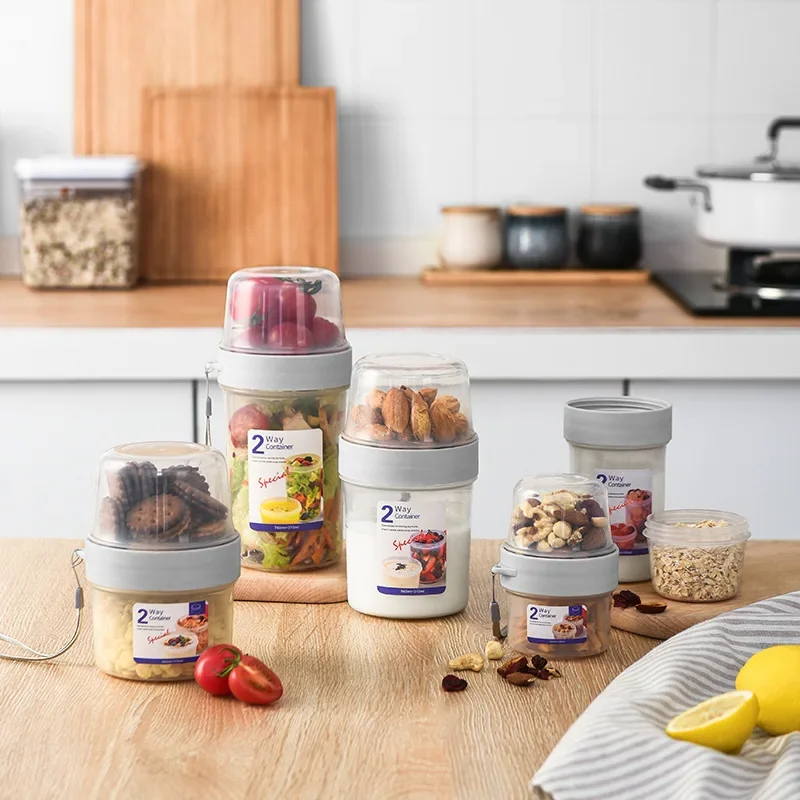 Food Storage Jars Plastic - Ontbijt Havermout Granen Moer Yoghurt Salade