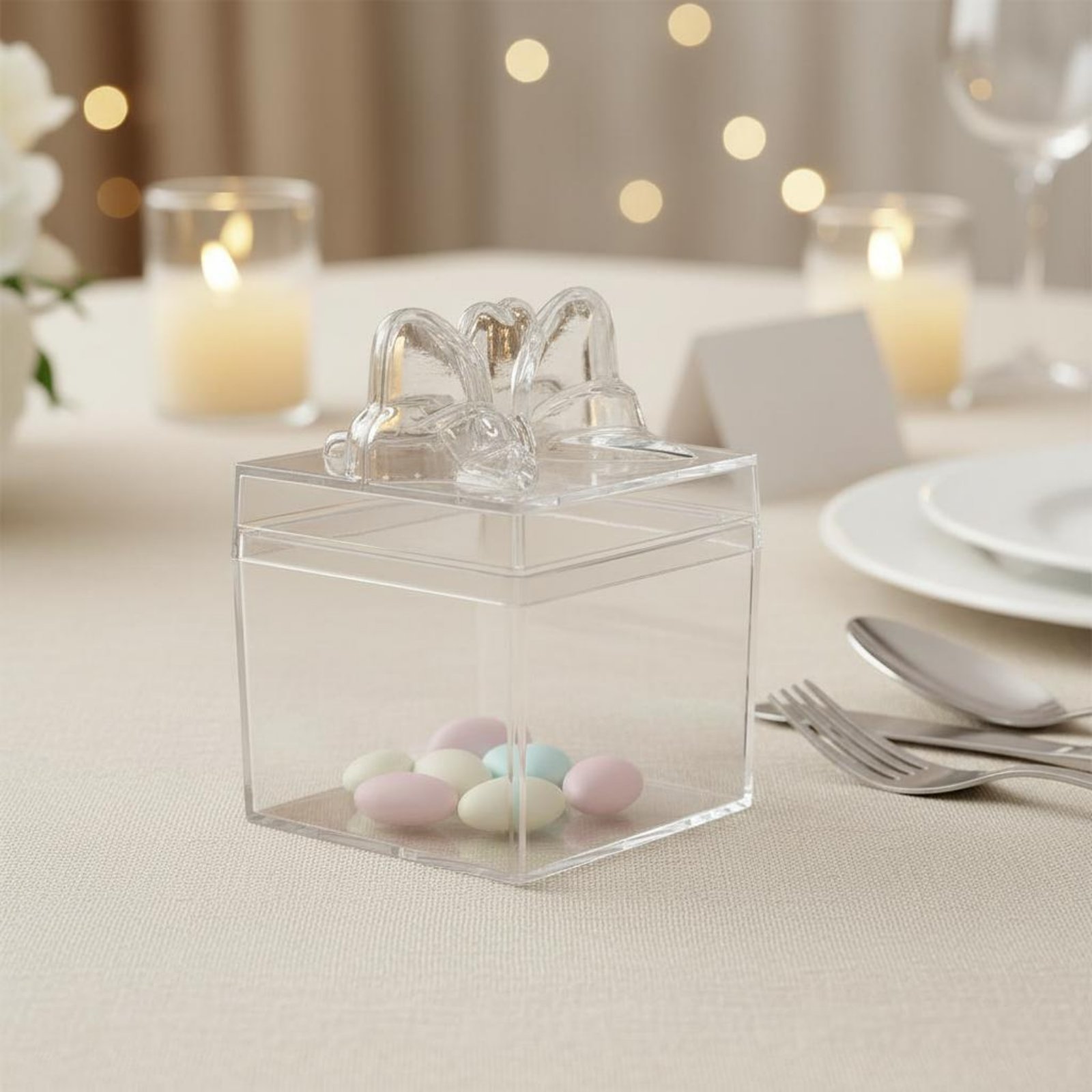 Food Storage Box Plastic - Transparante plastic snoepdoos met lint, multifunctionele