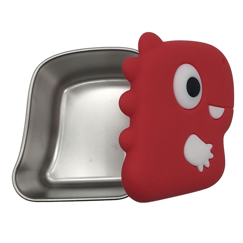 Food Storage Stainless Steel Containers - AA94-304 RVS Dinosaurus Snackdoosje met siliconen