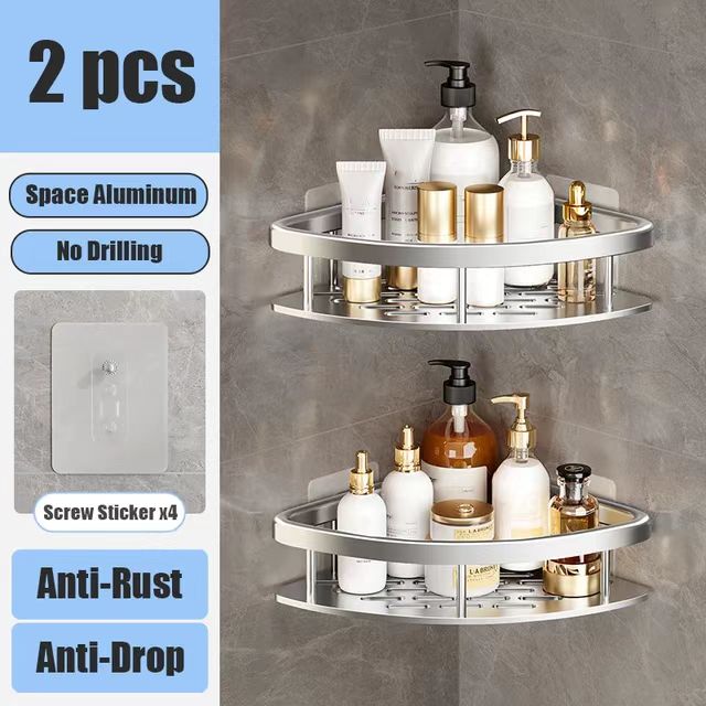 Food Storage Shelving - Badkamerplank zonder boren, wandmontage, shampoo fles