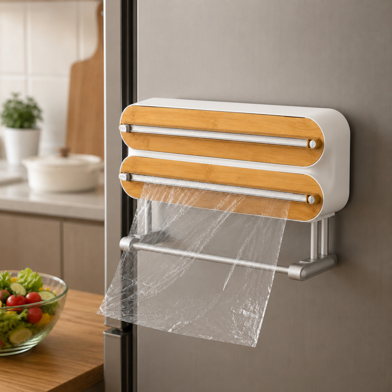 Food Storage Dispenser - Magnetische voedselverpakkings-snijder dispenser clingfilm foliehouder wandmontage