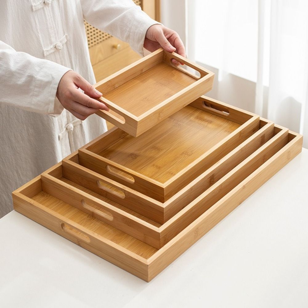 Food Storage Handling - Decoratief dienblad Rechthoekig bamboe houten dienblad