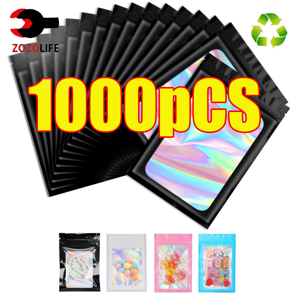Food Storage Zip Lock Bags - 10-1000 Stuks Holografische Ziplock Zak Zwart