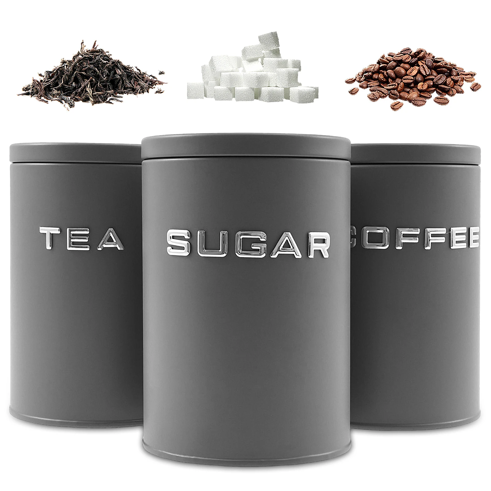 Food Storage Metal Box - 3-delige thee koffie suikerbus pot metalen