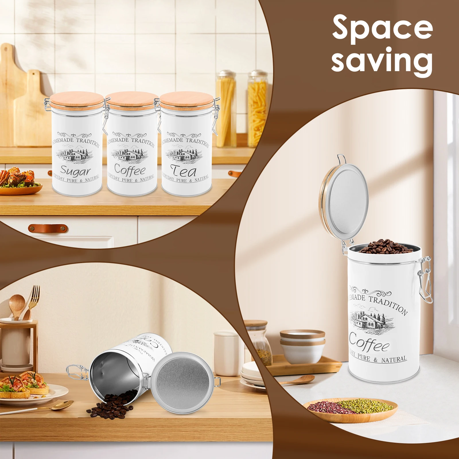 3 stks/set Thee Koffie Suikerb - Food Storage Metal Box recensie en prijs