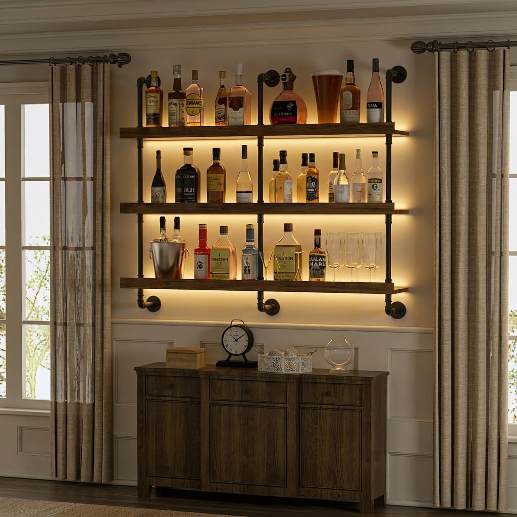 Wandgemonteerd wijnrek met LED - Food Storage Shelving recensie en prijs